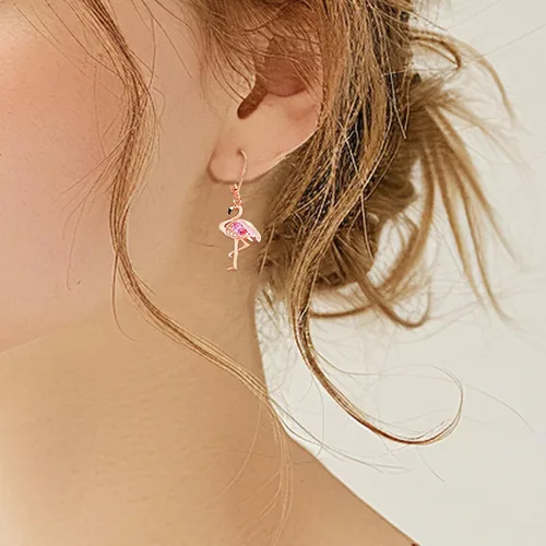 Vista 23 de Aretes colgantes de plata de ley con diseño de árbol de la vida, flor, abeja, animales, gato, colibrí, piedra lunar, turquesa, aretes con cierre