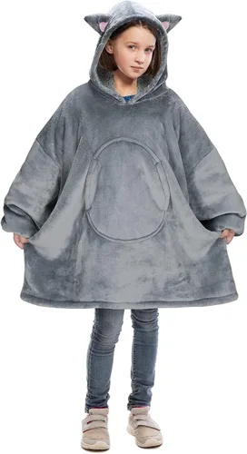 Vista 27 de Catalonia Sudadera tipo manta con capucha para niños, sudadera de sherpa extragrande para adolescentes jóvenes, idea de regalo