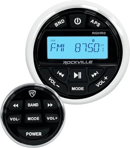 Vista 4 de Rockville Paquete RKL80MW: (2) altavoces marinos blancos RMS de 8 pulgadas de 900 vatios de 900 vatios/200 vatios, amplificador DBM25 clase AB de 2