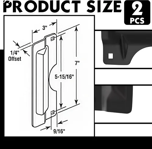 Vista 2 de Landhoow 2 piezas de 3 x 7 pulgadas, cubierta de placa de acero inoxidable para puerta de seguridad, contra entrada forzada, fácil de instalar
