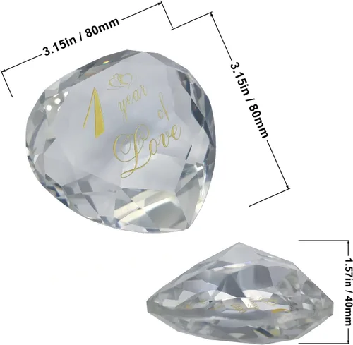 Vista 3 de Regalos de cristal de aniversario de 1 año para ella y él, primera boda para marido, esposa, novio o novia, regalo de aniversario de un año