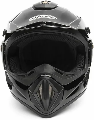 Vista 4 de MMG Casco de motocicleta para adultos (modelo 30) – todoterreno MX ATV Dirt Bike Motocross UTV – negro brillante