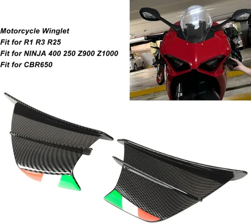 Vista 2 de 2 aletas de motocicleta para 400 250 Z900 Z1000, ala aerodinámica, alerón lateral de motocicleta (fibra de carbono brillante)