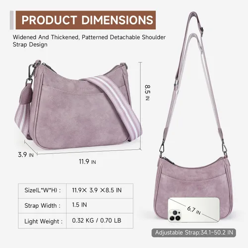 Vista 6 de APHISON Bolso cruzado de cuero moderno con correa ajustable, bolso de hombro para mujer