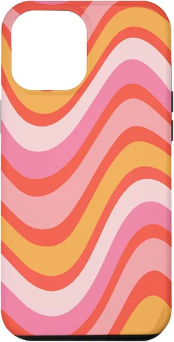 Vista 25 de iPhone 13 Pro Retro Liquid Swirl patrón de líneas onduladas rosa mandarina naranja funda