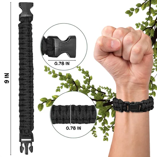 Vista 2 de SanWay - pulsera de supervivencia con silbato multifunción, con Paracord., Multicolor, Bhchpcd-blk