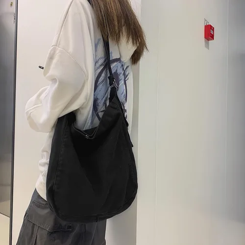 Vista 7 de Bolso bandolera de lona para mujeres y hombres, bolso de hombro casual, bolsa de mano, bolsa de mensajero, bolsa cruzada