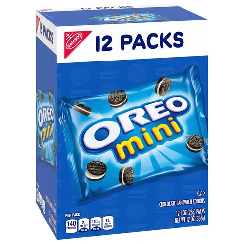 Vista 14 de OREO Mini galletas sándwich de chocolate, 12 paquetes de aperitivos