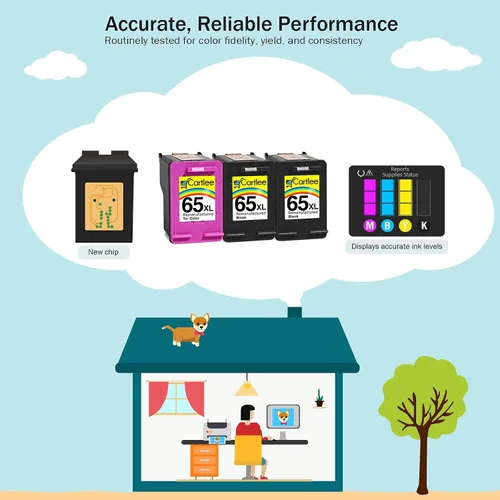 Vista 6 de Cartlee Cartucho de tinta remanufacturado de repuesto para HP 65XL 65 XL para impresora DeskJet 2600 2622 2635 2652 2655 3700 3720 3722 3752 3755
