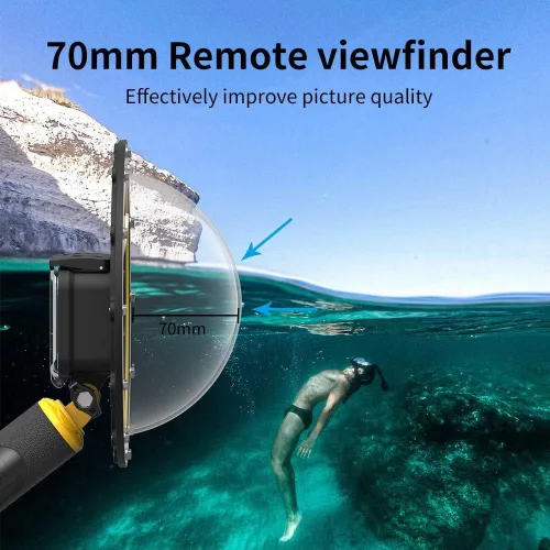 Vista 3 de TELESIN Lente de puerto de cúpula de 6 pulgadas para GoPro Hero 13 12 11 Hero 10/9, negro, carcasa impermeable, disparador de agarre flotante