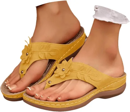 Vista 9 de Sandalias ortopédicas para mujer con soporte de arco, sandalias informales para playa, verano, caminar, viajes, cómodas sandalias planas para mujer