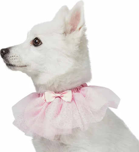 Vista 9 de Blueberry Pet Collar de perro ajustable My Little Princess 2022 con malla bordada y pajarita, azul bebé, talla XS