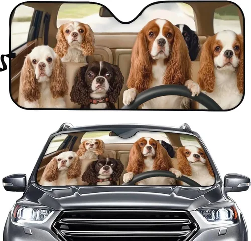 Vista 13 de HUGS IDEA Parasol plegable para parabrisas de automóvil, diseño de flores, bohemio, para la mayoría de los sedán, SUV, camión, parabrisas delantero