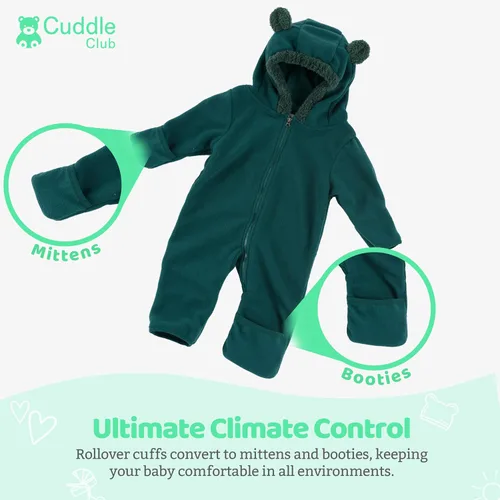 Vista 9 de Enterizo de vellón para bebé, rómper de una sola pieza con capucha para niños, ropa para exteriores, chaqueta infantil