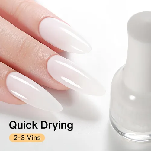 Vista 4 de MIZHSE Esmalte de uñas de secado rápido, esmalte de uñas blanco lechoso de secado al aire rápido, 15 ml de esmalte de uñas a base de agua regular