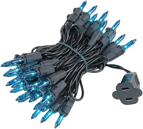 Vista 11 de Novelty Lights Mini luces incandescentes amarillas de 11 pies, 50 bombillas, cable negro Traditional Bulbs with 2.5 Inch Spacing, Commercial Grade