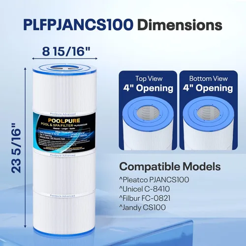 Vista 2 de POOLPURE PLFPJANCS100 - Filtro de piscina que reemplaza a Jandy CS100, R0462200, PJANCS100, Ultral-B2, marsopa PP-B2, Unicel C-8410, Filbur FC-0821
