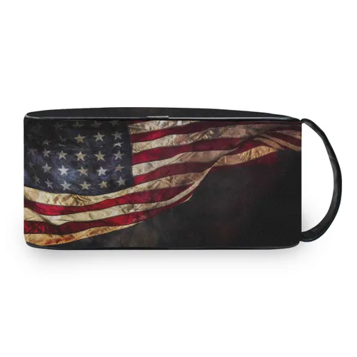 Vista 3 de Neceser de viaje de nailon, kit de afeitado, estuche de maquillaje, organizador de cosméticos para hombres y mujeres (bandera estadounidense)