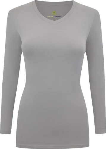 Vista 18 de Natural Uniforms - Camiseta de manga larga con cuello en V para mujer, para usar debajo de la ropa quirúrgica Aguamarina