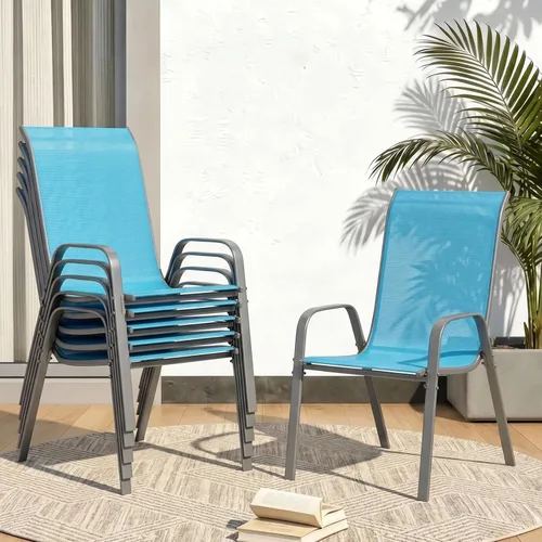 Vista 13 de MAMIZO Sillas de comedor para patio, silla Teslin apilable para todo tipo de clima, juego de sillas transpirables resistentes al aire libre