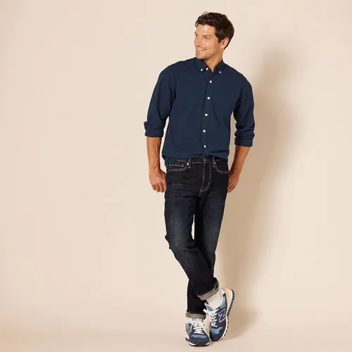 Vista 6 de Camisa Tienda Essentials de tela oxford, de manga larga, ajuste regular, con bolsillo, para hombre