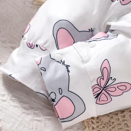 Vista 3 de Mameluco de manga corta con estampado de elefante para recién nacido, para primavera y verano