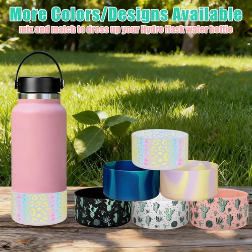 Vista 5 de WK IEASON Funda protectora de silicón base para botella de Hydro Flask de boca ancha/boca estándar, protector de fondo de silicón antideslizante