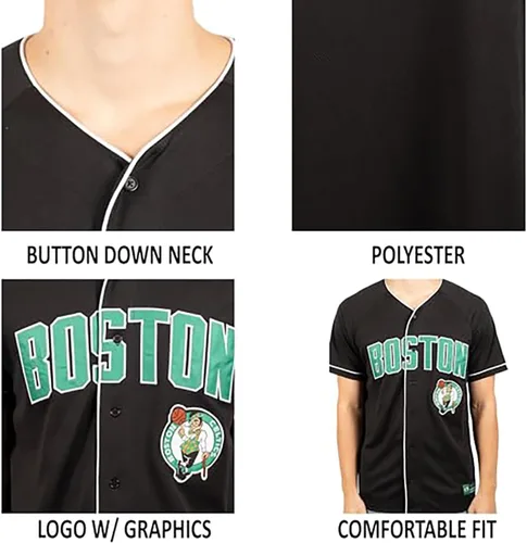 Vista 4 de Ultra Game Camiseta de béisbol oficial de la NBA con botones y botones para hombre