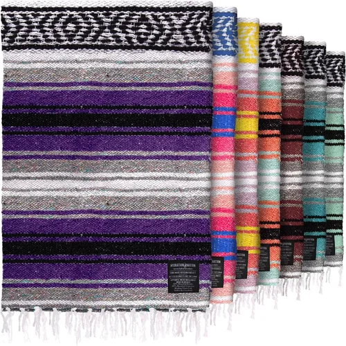 Vista 13 de Hydration Nation Auténtica manta mexicana extra grande (70 x 50 pulgadas), yoga tejida a mano, serape, falsa artesanal, playa, campamento, picnic