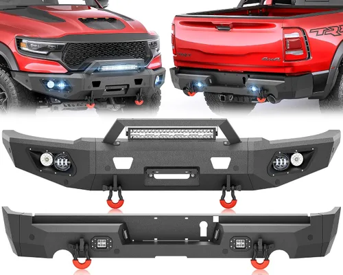Vista 12 de YZONA Parachoques delantero y trasero compatible con Land Rover Discovery 2 1999-2004 Parachoques Rock Crawler con placa de cabrestante, receptor