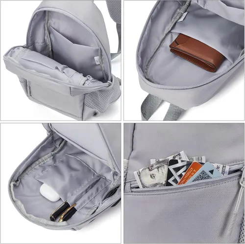Vista 3 de BOSTANTEN Bolso bandolera para mujeres y hombres, bolso cruzado ligero para mujer, bolsa de hombro para viajes, senderismo, con puerto de carga USB