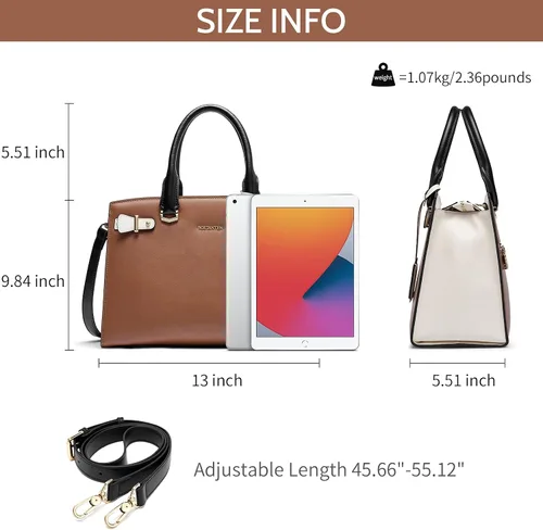 Vista 7 de BOSTANTEN Bolso de cuero para mujer, bolso bandolera con asa superior
