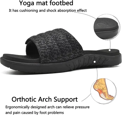 Vista 4 de ONCAI Sandalias deportivas para hombre con puntera abierta, correas ajustables, ortopédicas para fascitis plantar, con plantilla de soporte de arco