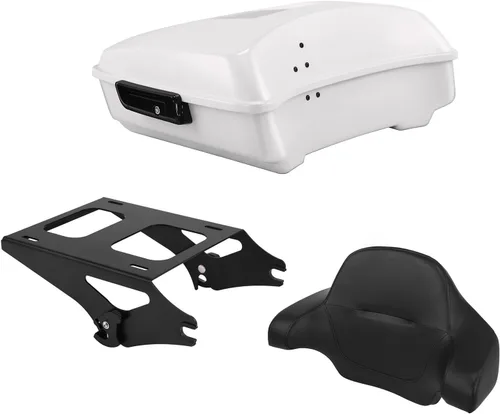 Vista 29 de TCT-MOTORPARTS Atlas Silver Metálico Maletero de Viaje Modificado con Respaldo y Montaje en Rack Adecuado para Harley Touring 14-25 Street Glide