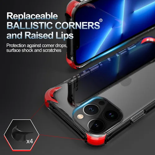 Vista 4 de BALLISTIC Funda transparente compatible con iPhone 13 Pro (solamente), con 1 protector de lente de cámara, 2 juegos contra esquinas caídas, funda
