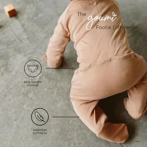Vista 3 de goumikids Viscosa de Bambú Algodón Orgánico Cremallera Footies