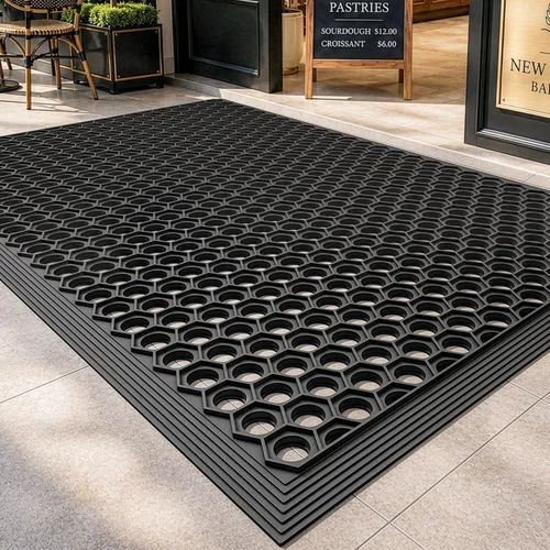 Vista 16 de DEXI - Tapete para puerta de entrada exterior, 36 x 48 pulgadas Nubs de cono negro