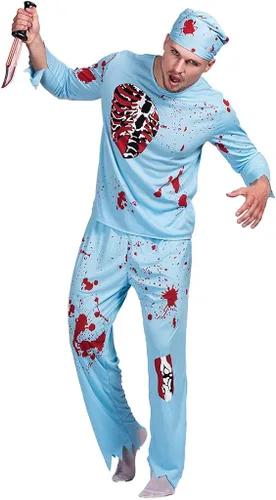 Vista 3 de EraSpooky Disfraz de doctor sangriento de zombi para Halloween