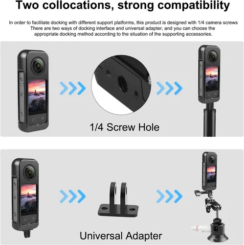 Vista 5 de PULUZ Funda protectora de metal para Insta360 X3 + protector de lente de silicona a prueba de golpes, anticaída, protección completa para carcasa