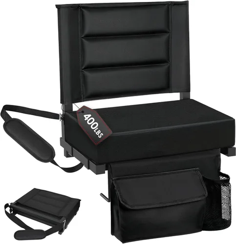 Vista 15 de Stadium Seats with Back Support,Bleacher Chairs with Cushion, Portable Folding Stadium Chair with Removable Cushion and Large Pocket for School