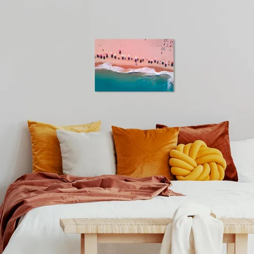 Vista 5 de Wynwood Studio Lienzo envuelto contemporáneo náutico y costero, playa de arena rubor, arte de pared para sala de estar, dormitorio y baño, 24 x 16