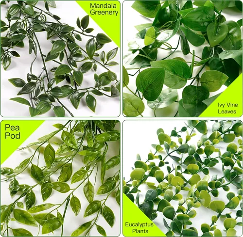 Vista 7 de Sggvecsy Plantas colgantes falsas, paquete de 4 plantas artificiales colgantes de eucalipto, plantas falsas en maceta, vegetación falsa, eucalipto