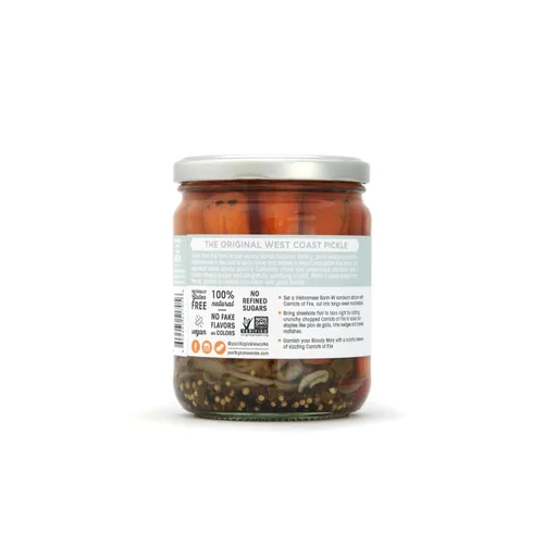 Vista 4 de Carriots of Fire - Palitos de zanahoria en escabeche picante con jalapeño - Zanahorias gourmet para aperitivos - sin OMG, kosher, sin gluten, 16