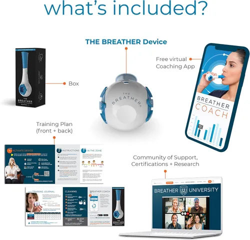 Vista 5 de THE BREATHER │ Entrenador de ejercicios de respiración natural para terapia respiratoria sin medicamentos │ Respira más fácilmente con pulmones más