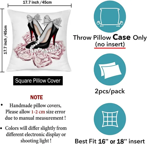 Vista 8 de Juego de 2 fundas de almohada decorativas de terciopelo suave para sofá o cama, de color rosa y gris, de 18 x 18 pulgadas, fundas de almohada 01