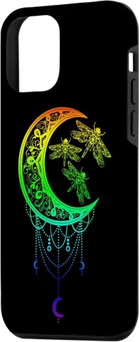 Vista 2 de Funda para iPhone 12 mini libélula, luna, diseño de mandala zen, yoga, chakras, budismo