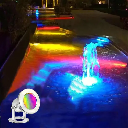 Vista 6 de Luces LED para Estanque con Control Remoto, 6W SS316 de Acero Inoxidable RGB Luz de Fuente Subacuática IP68 Impermeable Luces Subacuáticas