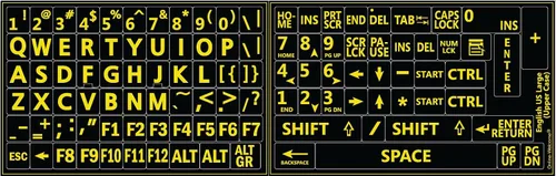 Vista 8 de Five 5 English US Large Print Lettering Negro, Amarillo, Blanco, Gris BACKGROUNS Pegatinas de teclado 5