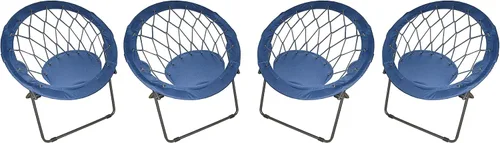 Vista 7 de Zenithen Cómoda silla Bungee portátil plegable con marco de metal duradero, perfecta para juegos, lectura, dormitorios y dormitorios, azul