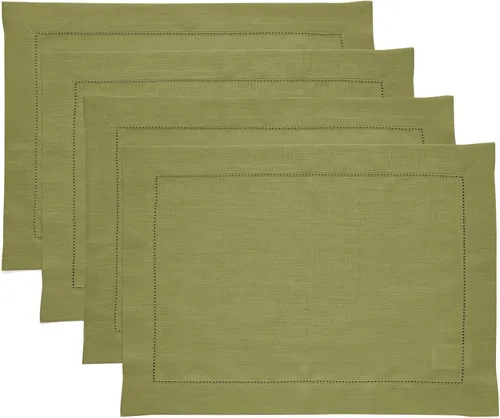Vista 104 de Solino Home Juego de 4 manteles individuales cuadrados de 14 x 14 pulgadas, lino 100 % puro, de 14 x 14 pulgadas, dobladillo clásico, lavables a